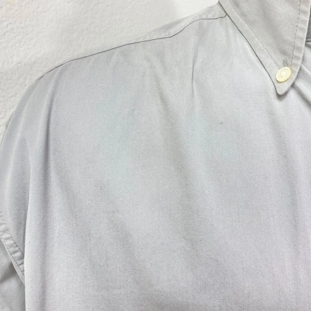 Banana Republic Gray Twill Cotton Mens Shirt Large Long Sleeves Button Down